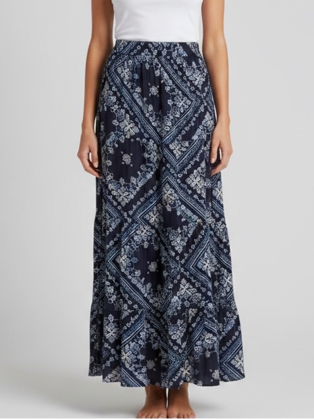 NWOT! Lola P Maxi Bandana Print Skirt, SMALL, Navy/Blue